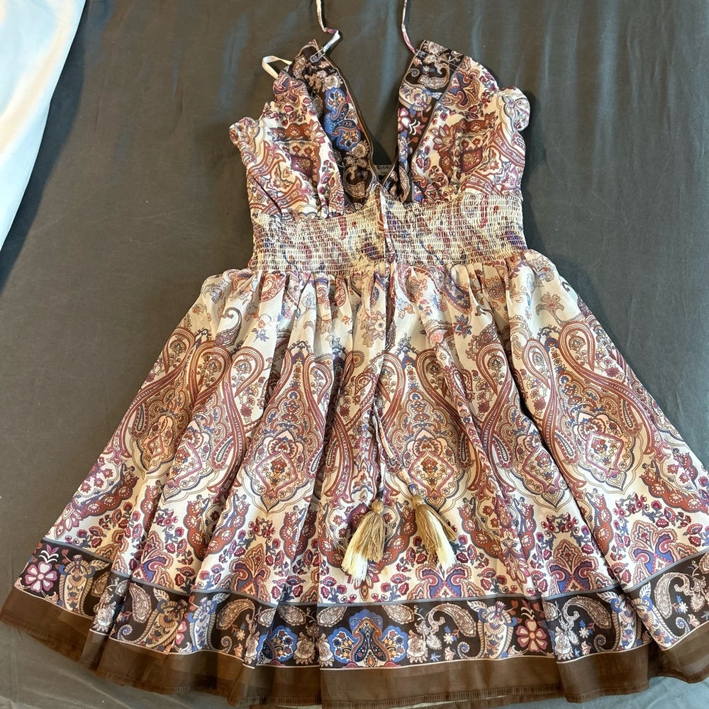 Windsor Paisley Print Midi Dress - Brown and Cream